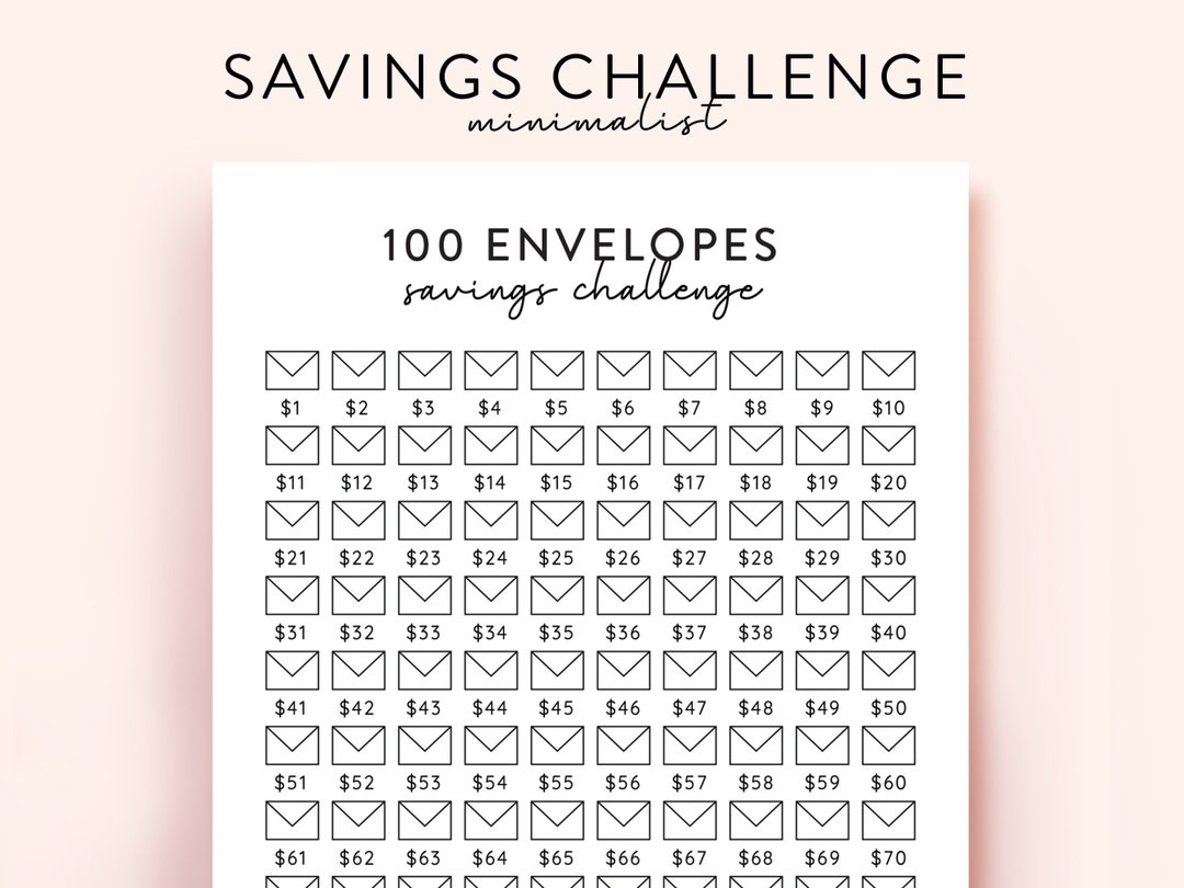 100 Envelope Challenge Printable 100 Envelope Savings Challenge