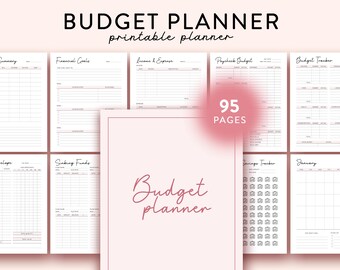 2025 Budget Planner printable, Financial Planner Bundle Finance journal Paycheck budget Bill Expense Debt Spending Tracker Savings Challenge