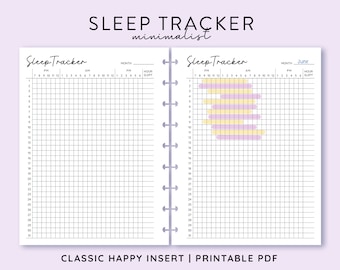 Happyplanner slaaptracker afdrukbare inlegvellen Klassieke HP inlegvel slaaptracker planner Klassieke Happy planner inlegvellen Discbound