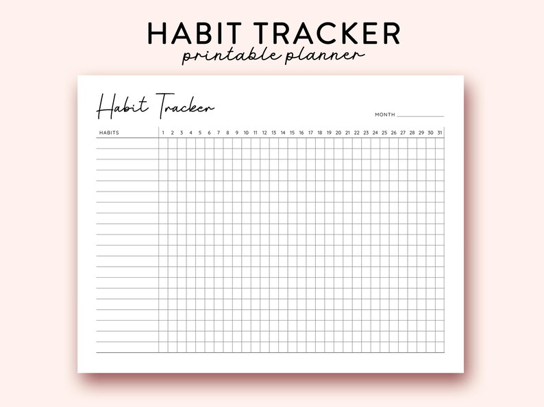 Monthly Habit Tracker Printable Landscape, 30 Days Habit Tracker ...