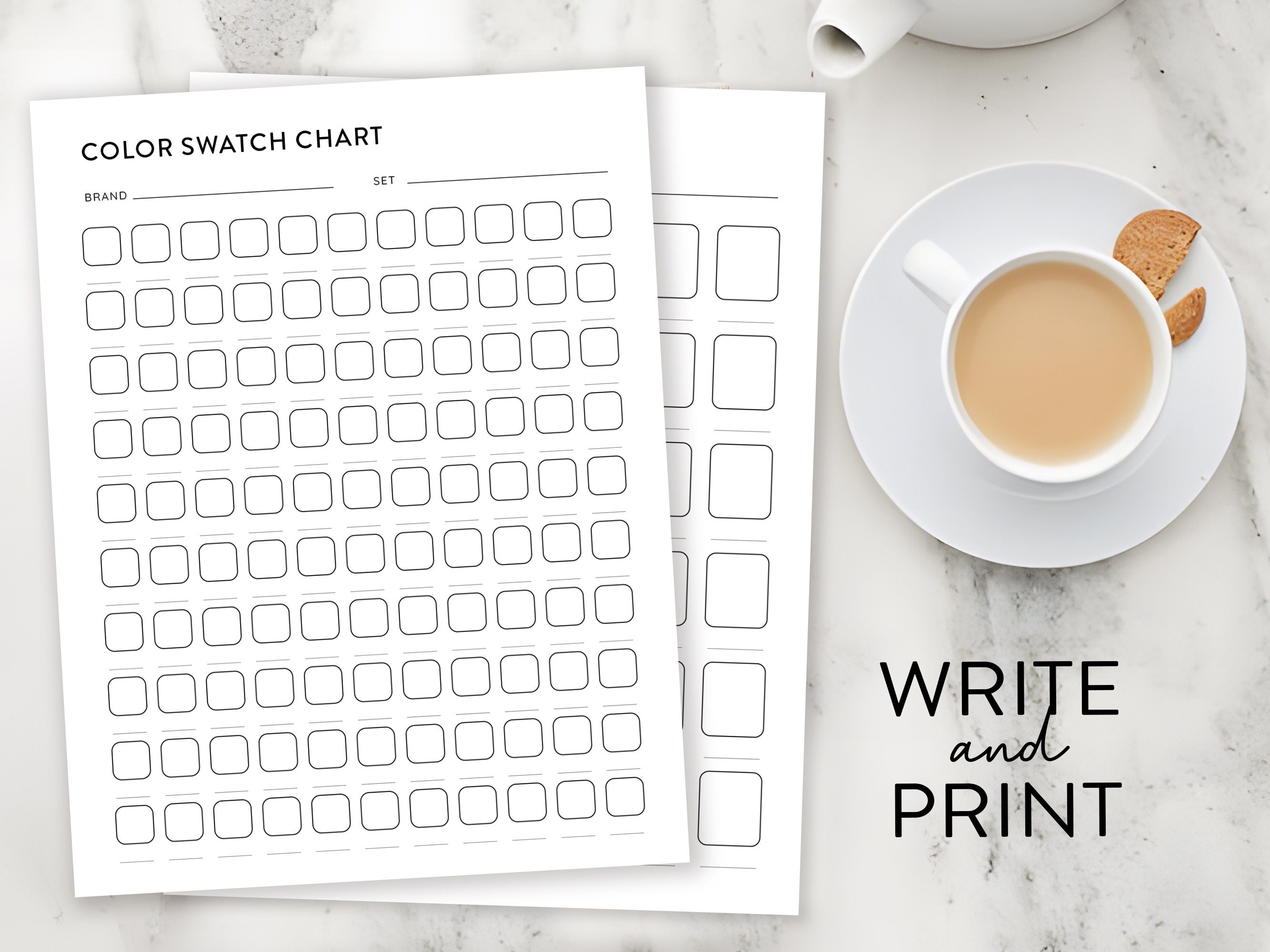 Color Swatch Chart Blank Color Chart Printable Color Swatch Template