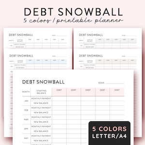Debt Snowball Printable, Financial planner, Debt Payment Tracker, Debt Repayment Plan, Debt Payoff Log, Debt Overview, Budget Planner