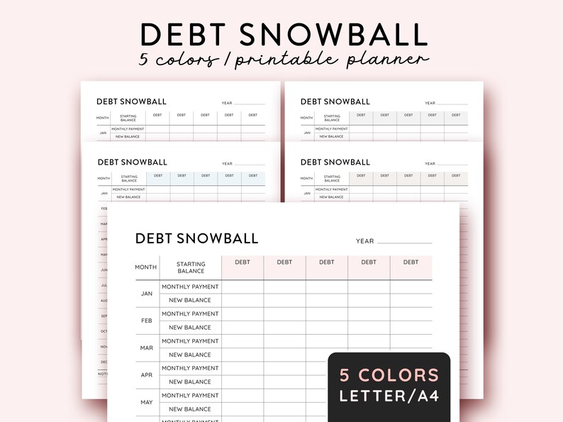 Debt Snowball Printable, Financial Planner, Debt Payment Tracker, Debt ...