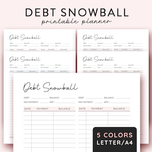 Debt Snowball Printable, Financial planner, Debt Payment Tracker, Debt Repayment Plan, Debt Payoff Log, Debt Overview, Budget Planner