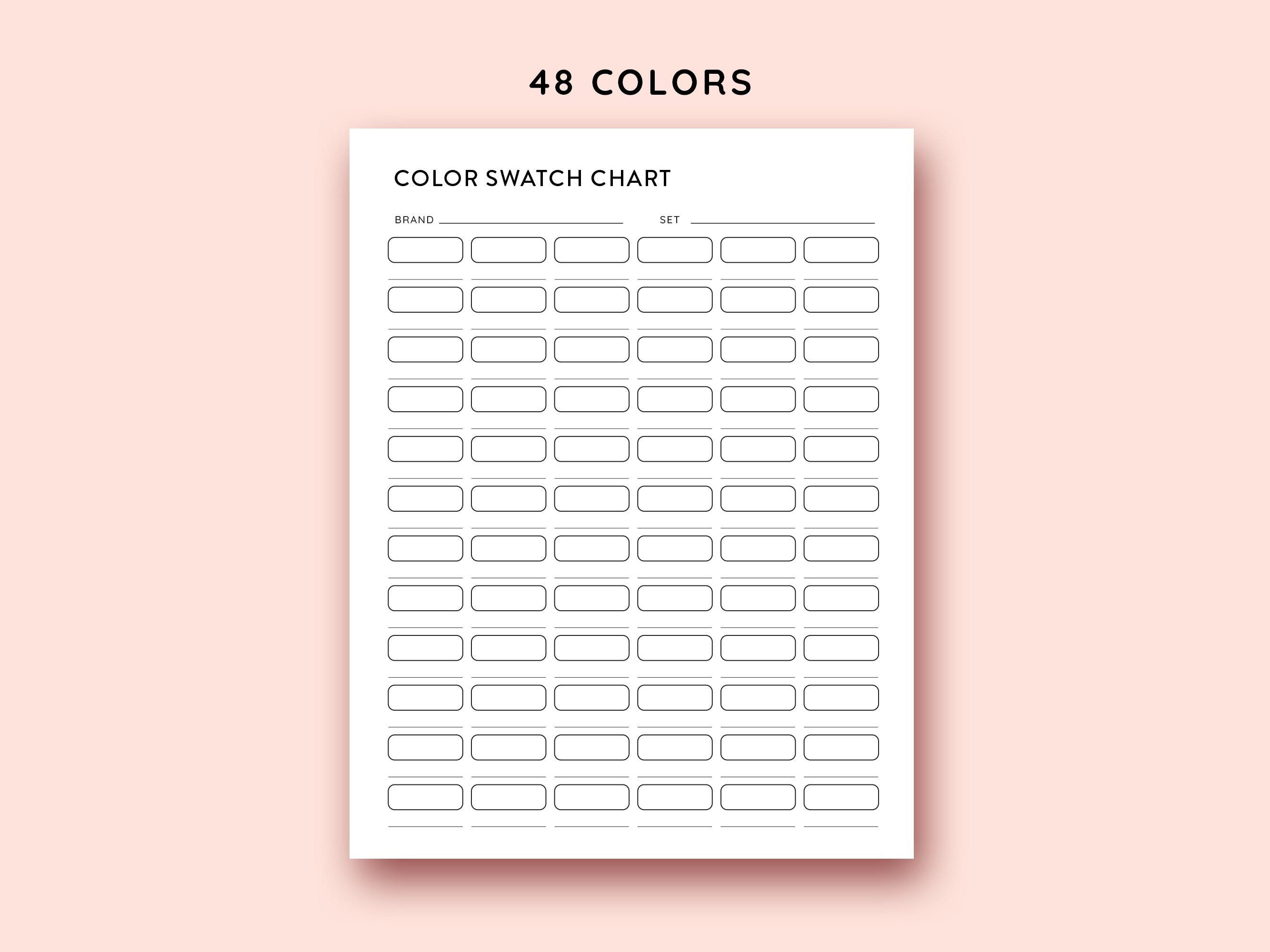 Color Swatch Chart Blank Color Chart Printable Color Swatch Template ...
