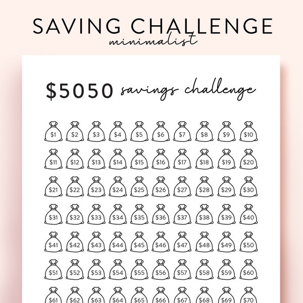 Savings Challenge Printable Etsy