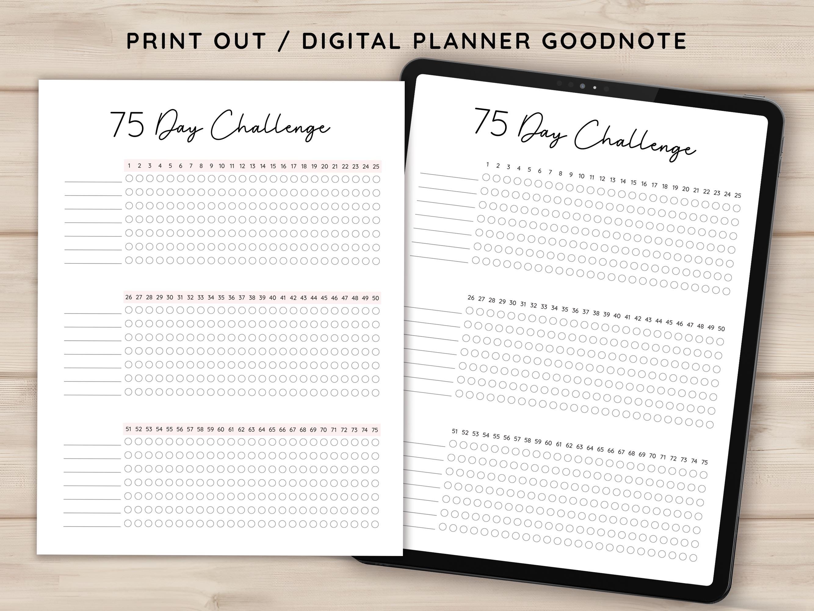 75 Day Challenge Printable, Daily 75 Day Challenge Journal, 75 Soft ...