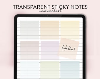 DIGITAL Sticky Notes Transparent Stickers, Gradient Transparent Sticky Notes PNG Student Planner Pastel Stickers Goodnotes
