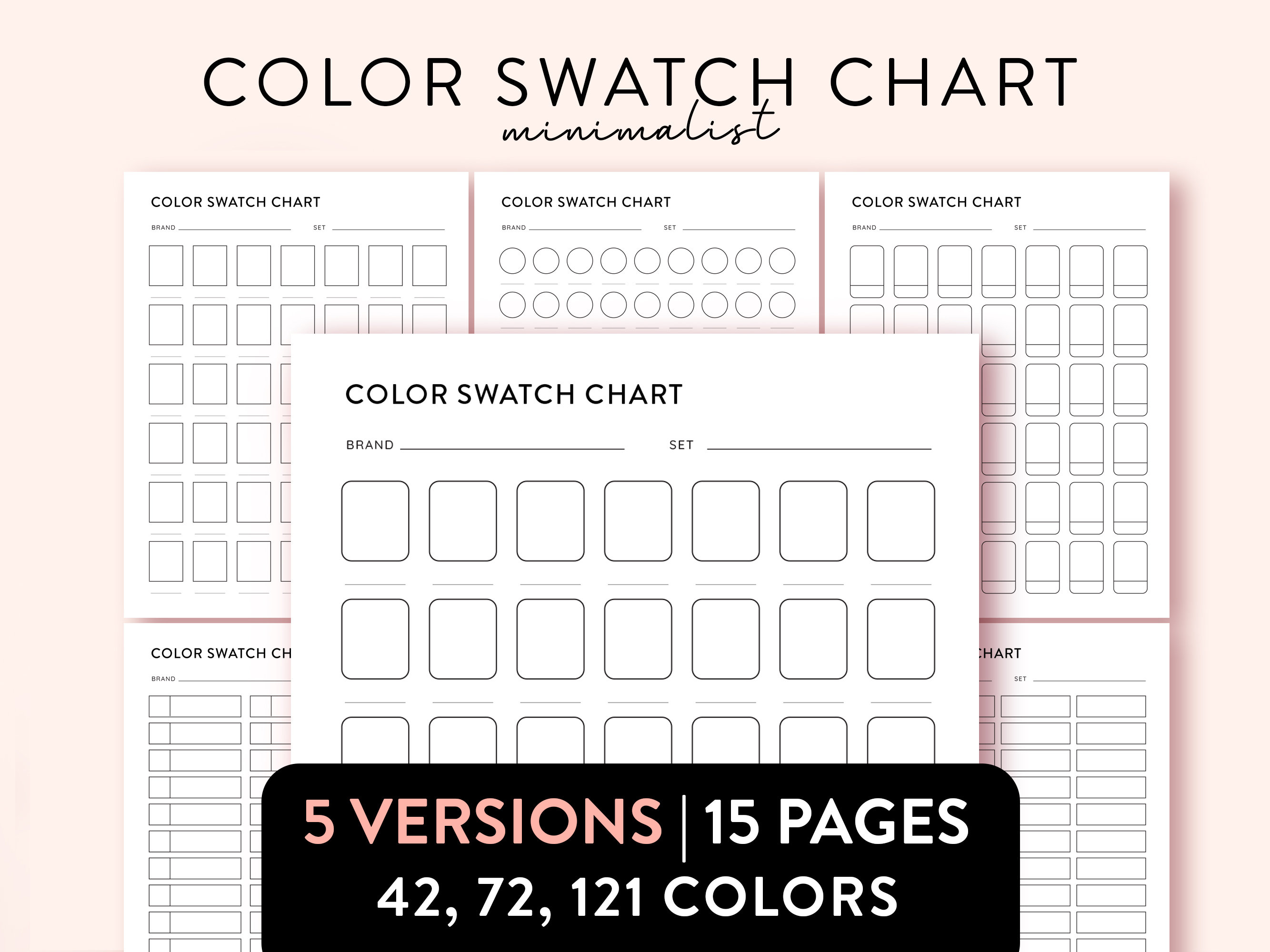 Color Swatch Chart Blank Color Chart Printable Color Swatch Template ...