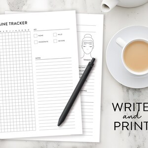 Migraine Tracker Printable, Headache Tracker, Migraine Track Headache Symptom Tracker, Migraine Record, Headache Log, Headache Planner