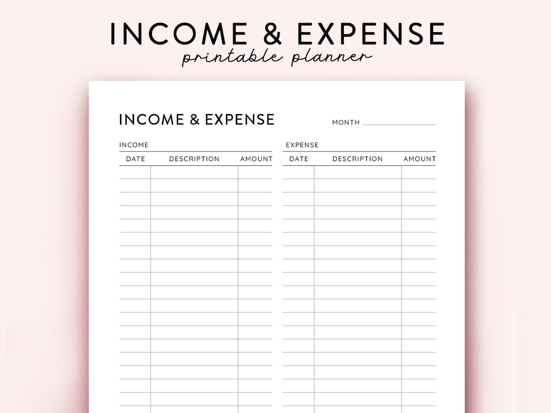 Weekly Income Log Income & Expense Tracker Printable, Income Tracker Printable, Monthly ...