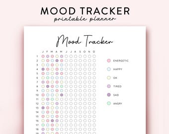 Mood Tracker Journal Printable,  Mood Tracker printable, A Year in Dots, Mood Tracker Digital, Emotion Tracker Printable A5 Journal Page