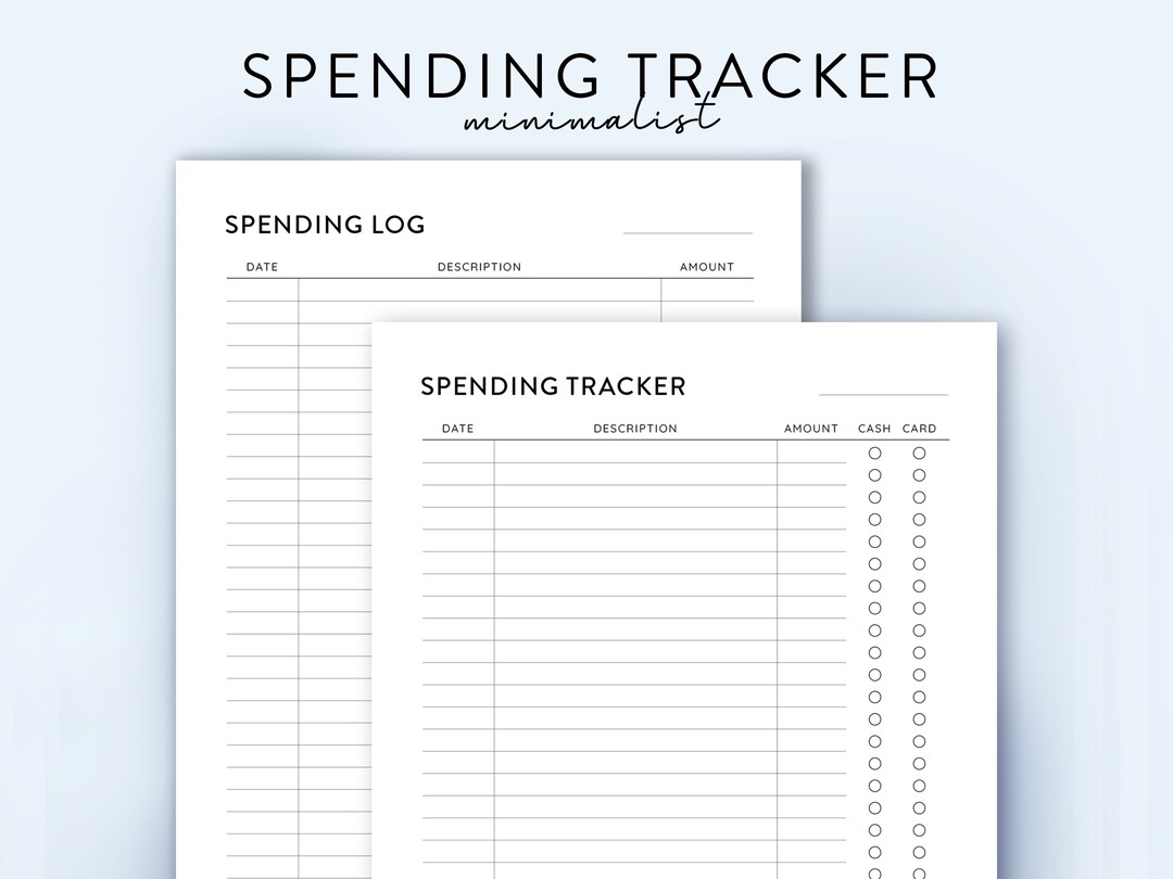 Digital Spending Tracker Printable Spending Log Monthly Expense Log ...