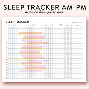 Sleep Tracker Printable, Monthly Sleep Tracker Planner Printable PDF, Sleep log AM PM Sleep Tracker Digital Landscape Planner Habit Tracker
