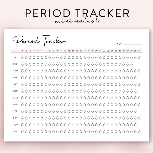 Minimal Period Tracker digital women Period Planner Landscape, Cycle Tracker for Symptom Tracker and Mood Tracker printable Landscape