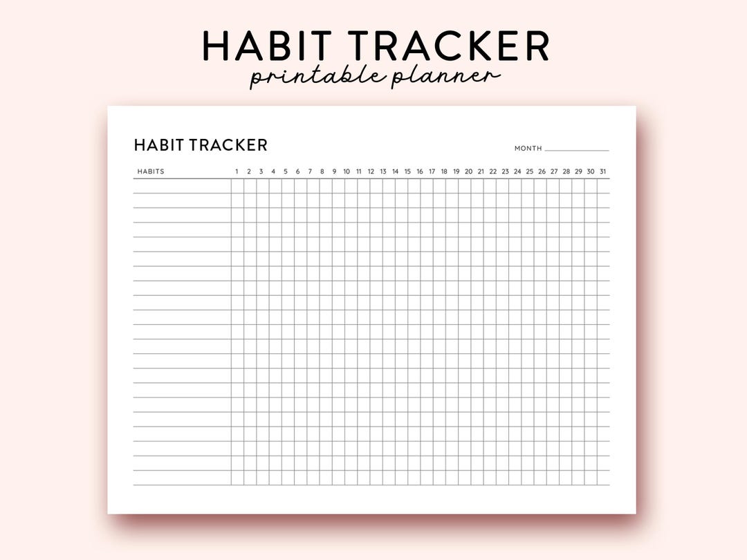 Monthly Habit Tracker Printable Landscape, 30 Days Habit Tracker ...