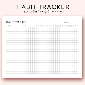 Maandelijkse gewoonte-tracker Afdrukbaar landschap, 30 dagen gewoonte-tracker, routine-tracker, sjabloon maandschema, 30 dagen gewoonte-uitdaging