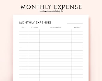 Monthly Expenses Tracker, Expense tracker templates expenses planner Spending Tracker Spending log spending planner financial Planner