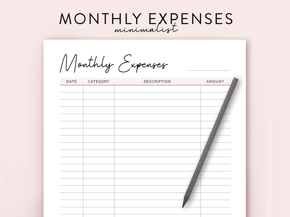 Monthly Expense Log Printable Expenses Tracker iPad Digital - Etsy