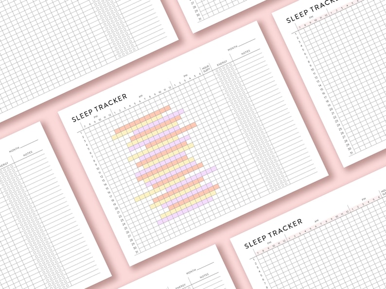 Sleep Tracker Printable, Monthly Sleep Tracker Planner Printable PDF, Sleep log AM PM Sleep Tracker Digital Landscape Planner Habit Tracker
