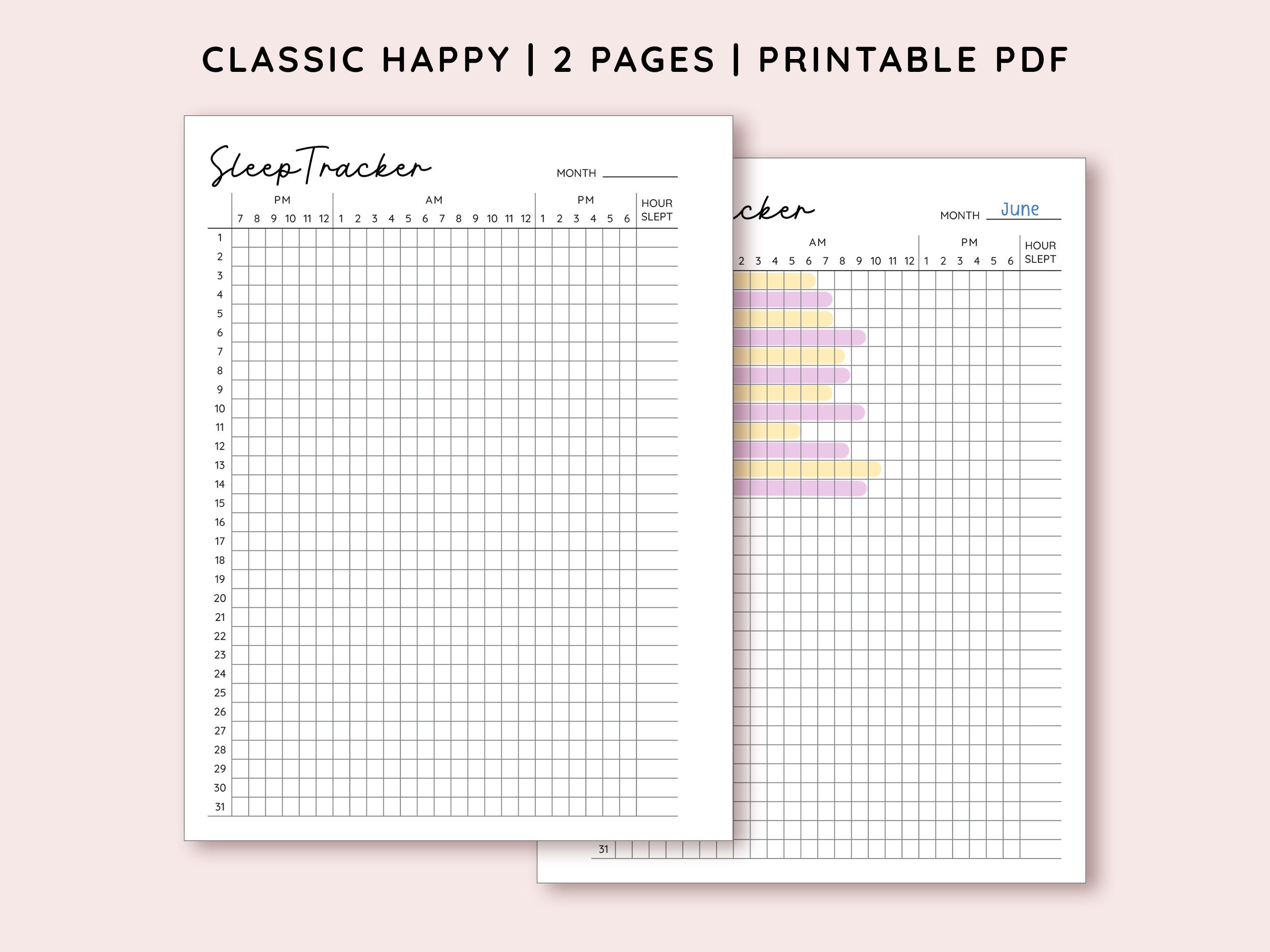 Happyplanner Sleep Tracker Printable Inserts Classic HP Insert Sleep ...