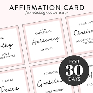 30 Days Affirmation Cards Printable, Vision Board Printables Affirmation Cards Digital Affirmation Card Deck, Positive Affirmation Cards Pdf