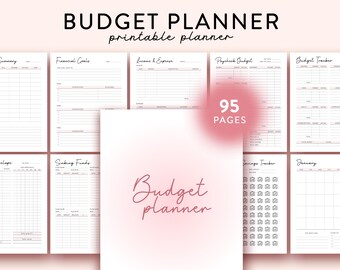 2025 Budget Planner printable, Financial Planner Bundle Finance journal Paycheck budget Bill Expense Debt Spending Tracker Savings Challenge