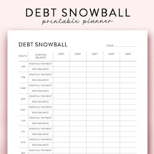 Debt Snowball Printable, Financial planner, Debt Payment Tracker, Debt Repayment Plan, Debt Payoff Log, Debt Overview, Budget Planner