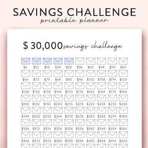 30000 Savings Challenge Printable, 30K Savings Challenge, 100 Envelope Challenge Printable, Money Finance Budget 30300 Saving Tracker