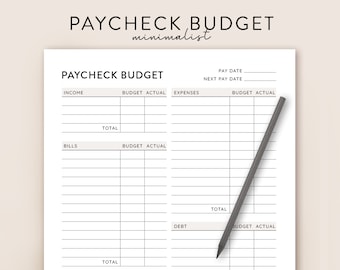 Printable Paycheck Budget Planner, Weekly Budget Planner Printable, Fillable Paycheck Budget sheet, Budget by paycheck planner
