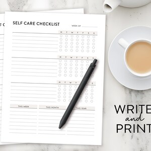 Self Care Checklist printable Selfcare checklist printable SelfCare tracker Wellness Planner Printable Self care to do list Skincare routine