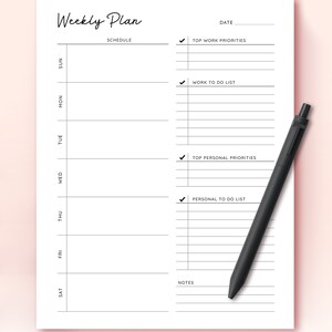 Monthly Weekly Printable Work From Home Planner Personal Daily Planner, Productivity Planner, Daily Hourly Planner, Work Daily Planner