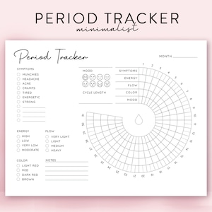 Minimal Period Tracker digital women Period Planner Landscape, Cycle Tracker for Symptom Tracker and Mood Tracker printable Landscape