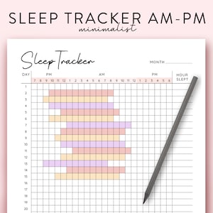 Sleep Tracker Printable, Monthly Sleep Tracker Planner Printable PDF, Sleep log AM PM Sleep Tracker Digital Habit Tracker