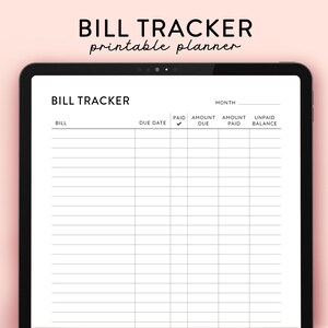 Monthly Bill Payment Tracker Printable, Financial Planner Printable ...