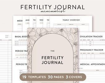Fertility Journal Ovulation Tracker Printable, BBT Chart, Pregnancy Planner, Fertility Planner OPK Tracker Planner Period Tracker Pregnancy