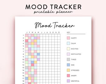 Mood Tracker Journal Printable,  Mood Tracker printable, A Year in Dots, Mood Tracker Digital, Emotion Tracker Printable A5 Journal Page