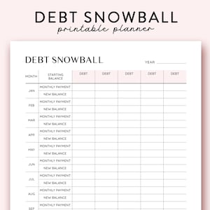 Debt Snowball Printable, Financial planner, Debt Payment Tracker, Debt Repayment Plan, Debt Payoff Log, Debt Overview, Budget Planner