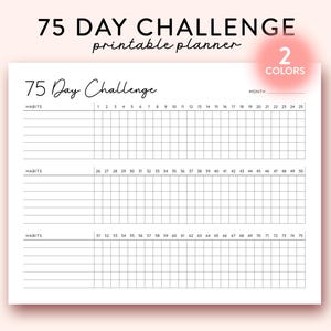 75 Day Challenge Printable Landscape, Daily 75 Day Challenge journal, 75 Soft Challenge Tracker, Health and Fitness Goals, Habit Tracker