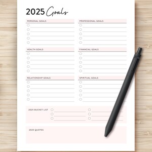 2025 Goal Settings Worksheet, 2025 Goals Template, Goals Printable ...