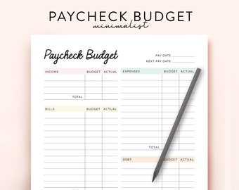 Paycheck Budget Overview Template Paycheck Budget Planner Printable Budget Tracker Simple Paycheck Budget Template