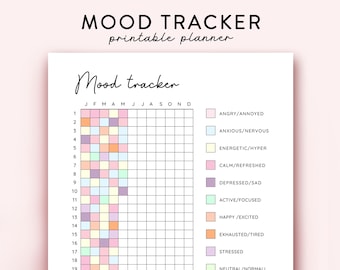 Mood Tracker Journal Printable,  Mood Tracker printable, A Year in Dots, Mood Tracker Digital, Emotion Tracker Printable A5 Journal Page