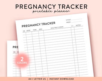 Schwangerschaft Tracker zum Ausdrucken, Schwangerschaftsteststreifen Tracker, Schwangerschaftstest Tracker Ovulation Vorlage, Fruchtbarkeitsplaner HKG OPK Tracker