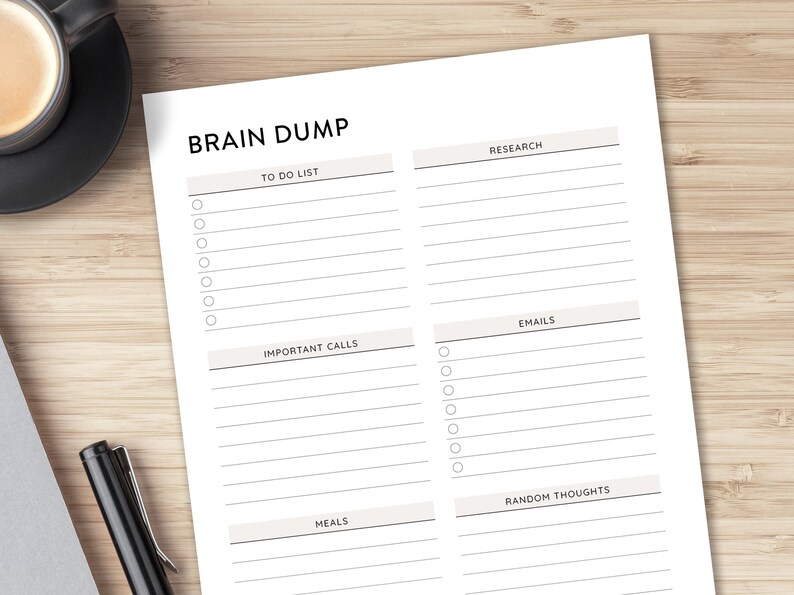 Brain Dump Printable, Thought Organizer, ADHD brain dump, Thought tracker Organization planner, Analysis Paralysis planner Thought journal