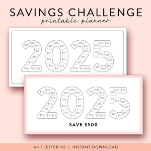 2025 Savings Challenge Printable, Save 500 challenge Monthly Low Budget Savings Challenge A5, 2025 Savings Challenge, Savings tracker