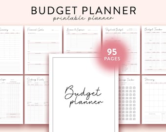 2025 Budget Planner printable, Financial Planner Bundle Finance journal Paycheck budget Bill Expense Debt Spending Tracker Savings Challenge