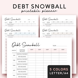 Debt Snowball Printable, Financial planner, Debt Payment Tracker, Debt Repayment Plan, Debt Payoff Log, Debt Overview, Budget Planner