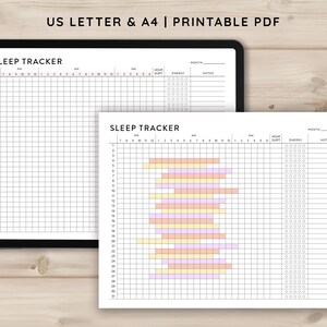 Sleep Tracker Printable, Monthly Sleep Tracker Planner Printable PDF, Sleep log AM PM Sleep Tracker Digital Landscape Planner Habit Tracker
