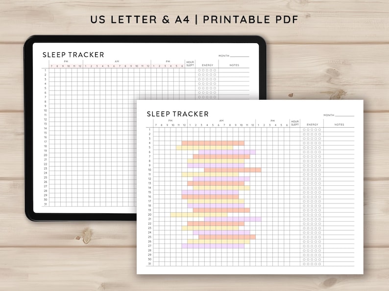 Sleep Tracker Printable, Monthly Sleep Tracker Planner Printable PDF ...