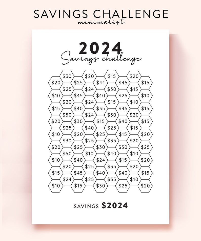 2024 Savings Challenge Printable, Save 2024 Challenge Low Budget